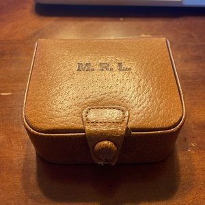 Mark Cross compact leather jewelry box with Contents.